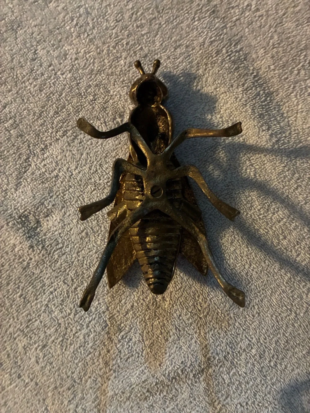 Brass Praying Mantis Reptile Décor - Gold Accent Ashtray